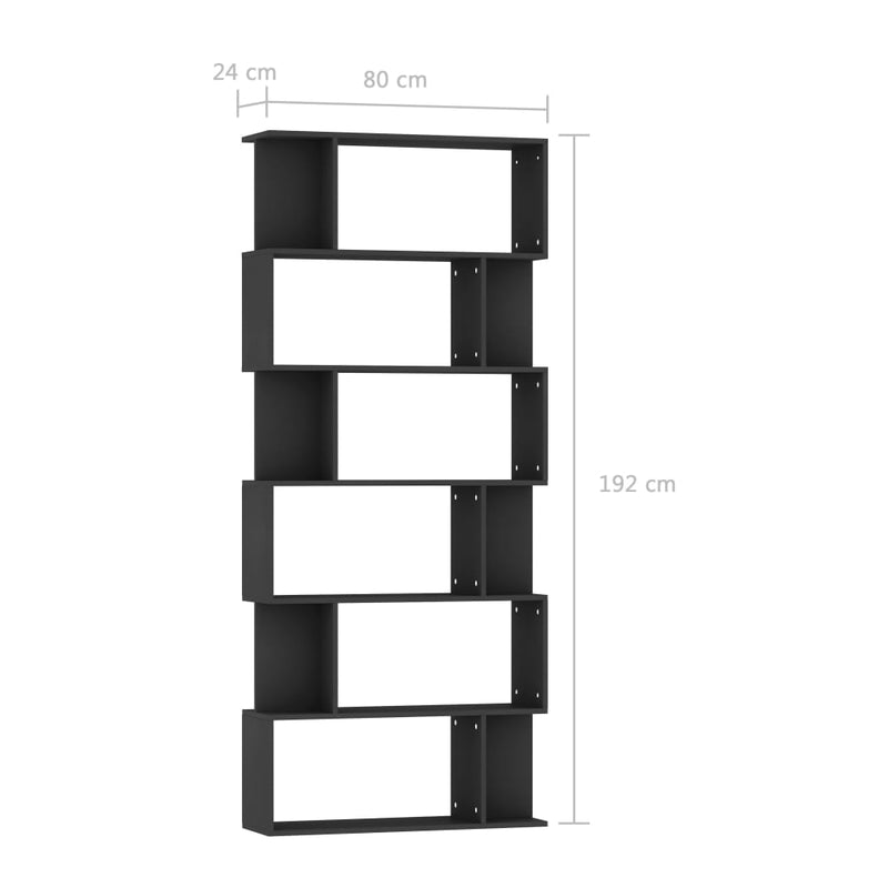 Book Cabinet/Room Divider Black 80x24x192 cm Engineered Wood