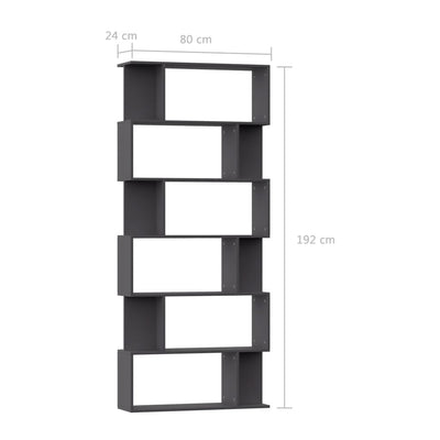 Book Cabinet/Room Divider Grey 80x24x192 cm Engineered Wood