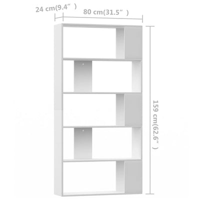 Book Cabinet/Room Divider White 80x24x159 cm Engineered Wood