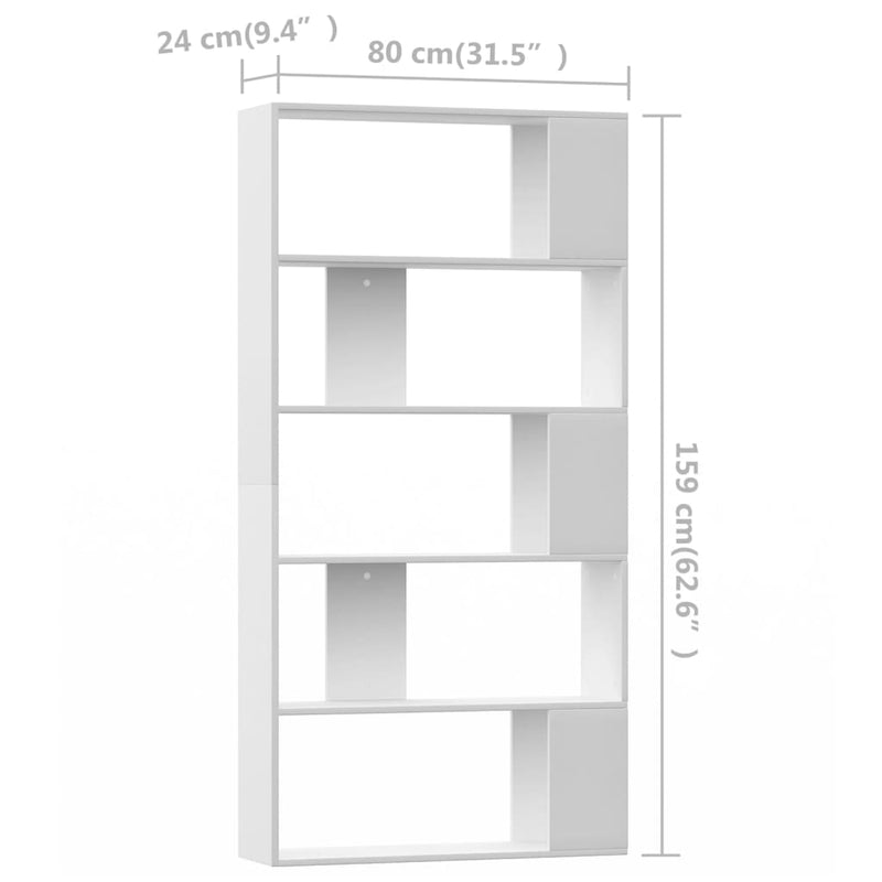 Book Cabinet/Room Divider White 80x24x159 cm Engineered Wood