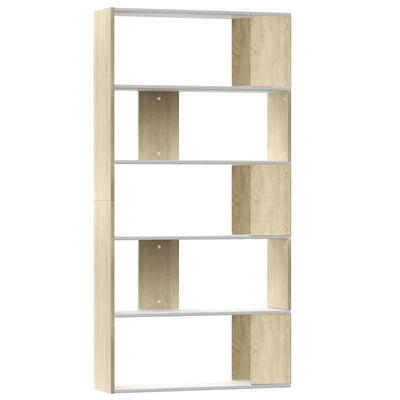 Book Cabinet/Room Divider White and Sonoma Oak 80x24x159 cm