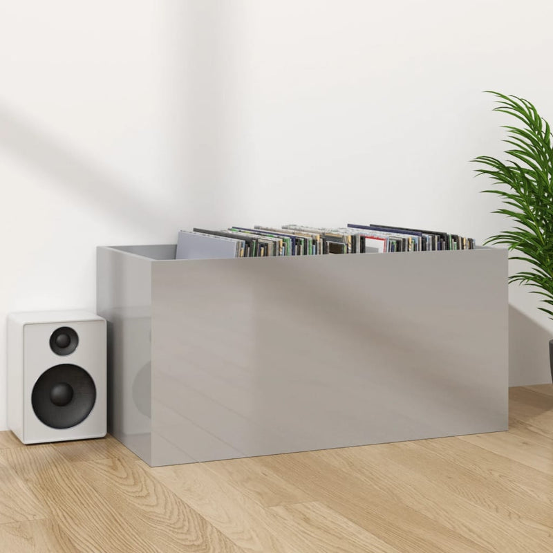 Vinyl Storage Box High Gloss Grey 71x34x36 cm Engineered Wood