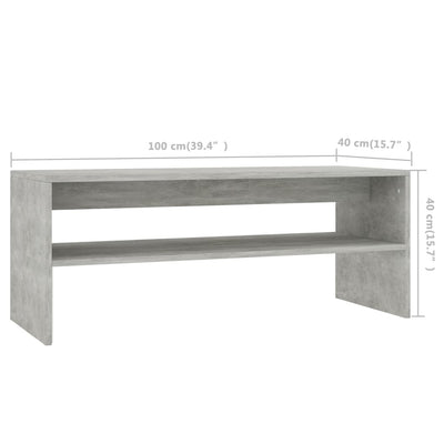 Coffee Table Concrete Grey 100x40x40 cm Engineered Wood