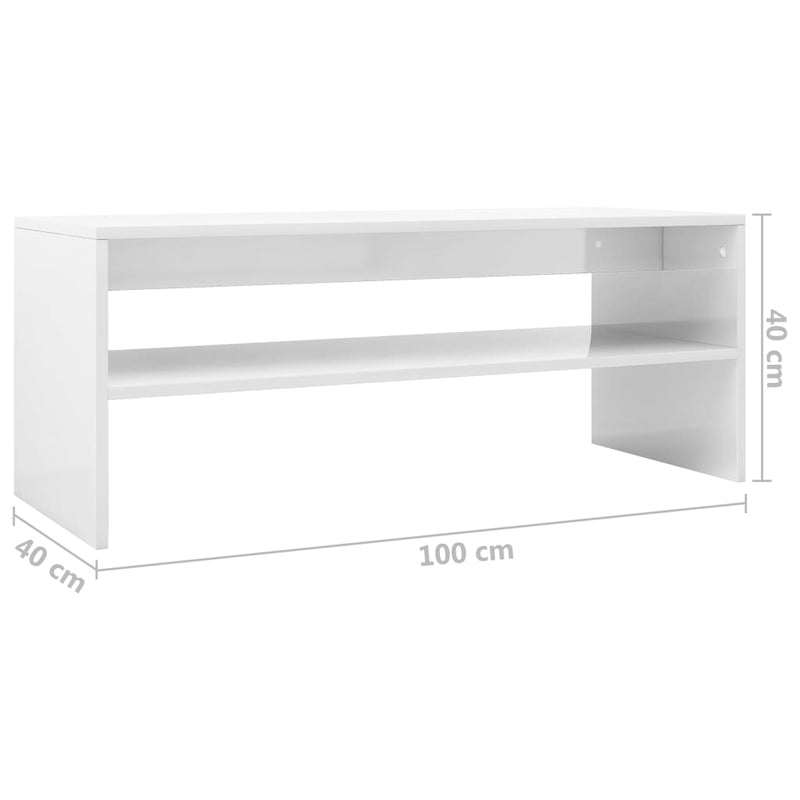 Coffee Table High Gloss White 100x40x40 cm Engineered Wood