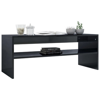 Coffee Table High Gloss Black 100x40x40 cm Engineered Wood