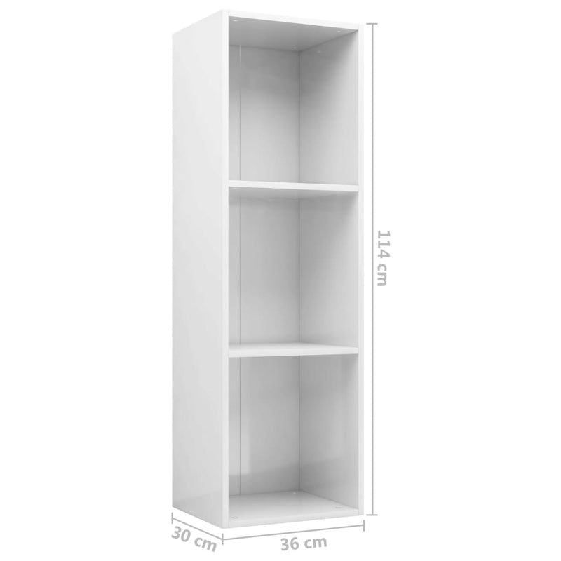 Book Cabinet/TV Cabinet High Gloss White 36x30x114 cm Engineered Wood