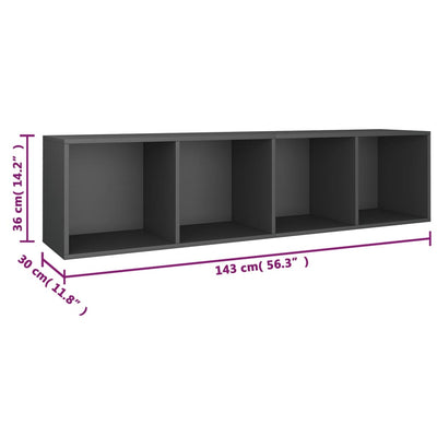 Book Cabinet/TV Cabinet Grey 36x30x143 cm Engineered Wood