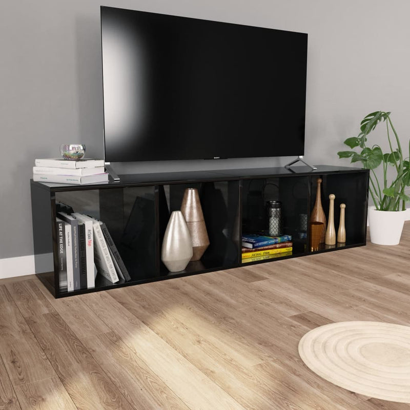 Book Cabinet/TV Cabinet High Gloss Black 36x30x143 cm Engineered Wood