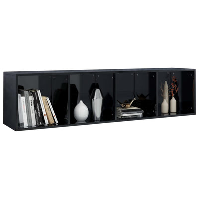 Book Cabinet/TV Cabinet High Gloss Black 36x30x143 cm Engineered Wood