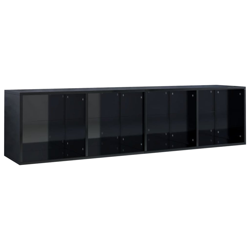 Book Cabinet/TV Cabinet High Gloss Black 36x30x143 cm Engineered Wood