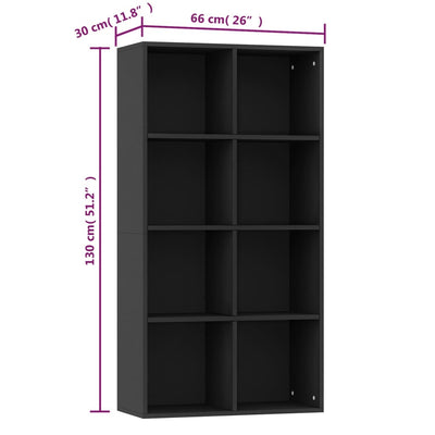 Book Cabinet/Sideboard Black 66x30x130 cm Engineered Wood