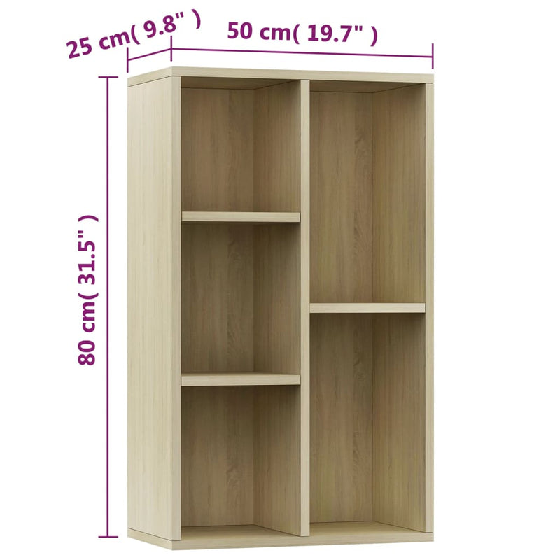 Book Cabinet/Sideboard Sonoma Oak 50x25x80 cm Engineered Wood