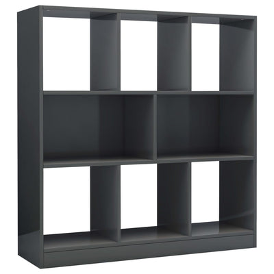 Book Cabinet High Gloss Grey 97.5x29.5x100 cm Engineered Wood