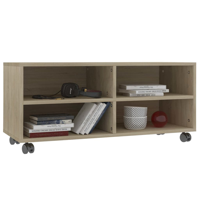 TV Cabinet with Castors Sonoma Oak 90x35x35 cm Engineered Wood