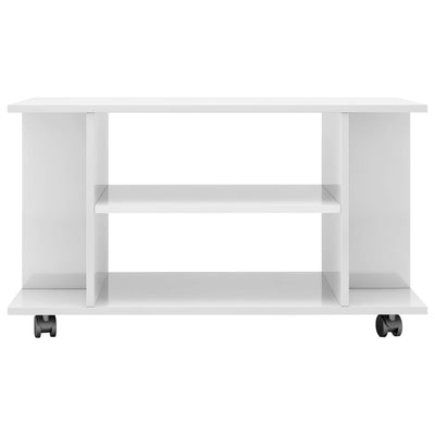 TV Cabinet with Castors High Gloss White 80x40x45 cm Engineered Wood