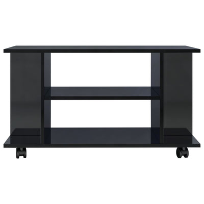 TV Cabinet with Castors High Gloss Black 80x40x40 cm Engineered Wood