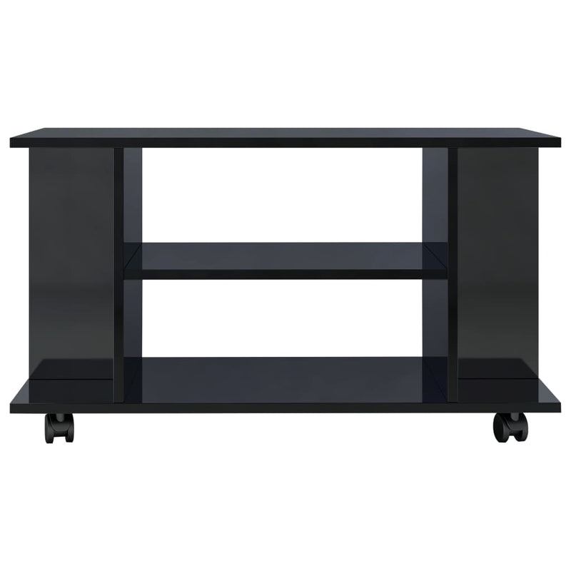 TV Cabinet with Castors High Gloss Black 80x40x40 cm Engineered Wood