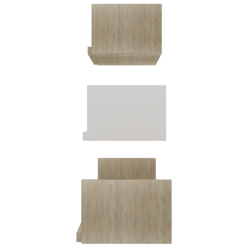 Wall Display Shelf 3 pcs White and Sonoma Oak Engineered Wood