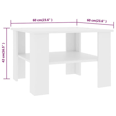 Coffee Table White 60x60x42 cm Engineered Wood