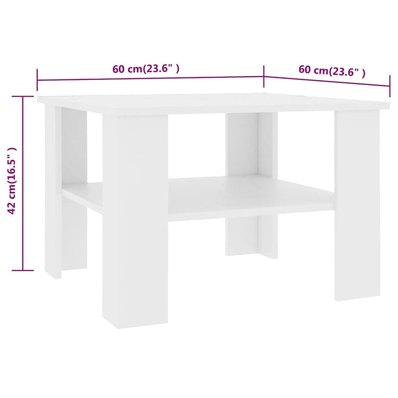 Coffee Table White 60x60x42 cm Engineered Wood