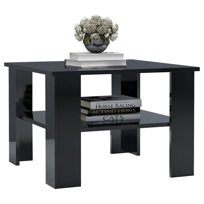 Coffee Table High Gloss Black 60x60x42 cm Engineered Wood