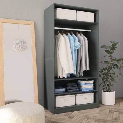 Wardrobe Grey 100x50x200 cm Engineered Wood