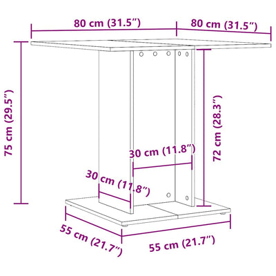 Dining Table White 80x80x75 cm Engineered Wood