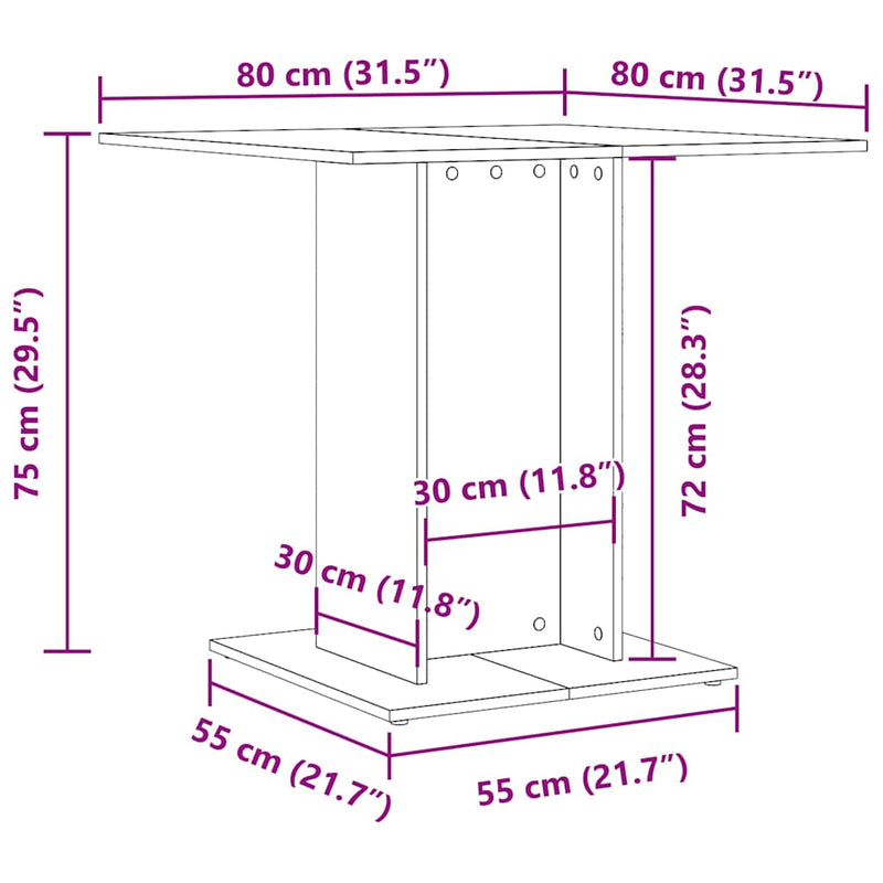 Dining Table White 80x80x75 cm Engineered Wood