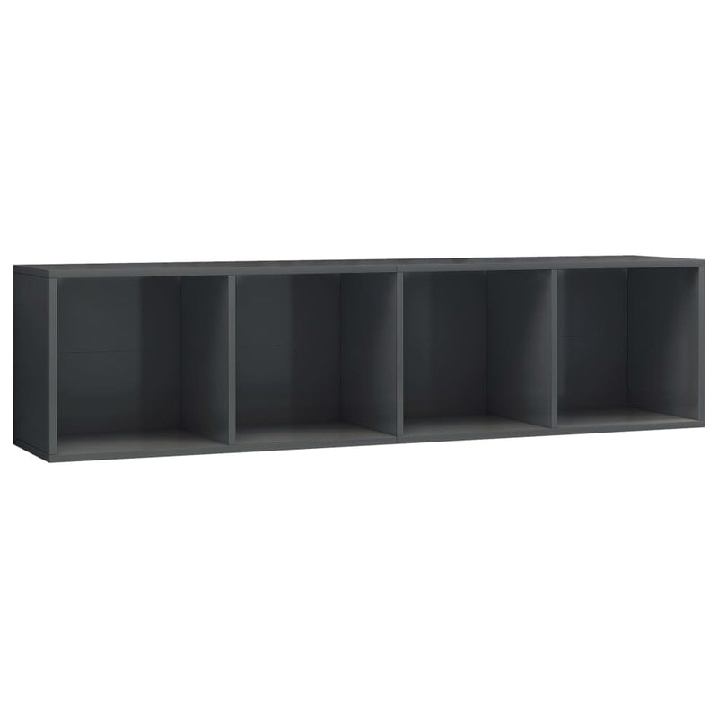 Book Cabinet/TV Cabinet High Gloss Grey 143x30x36 cm