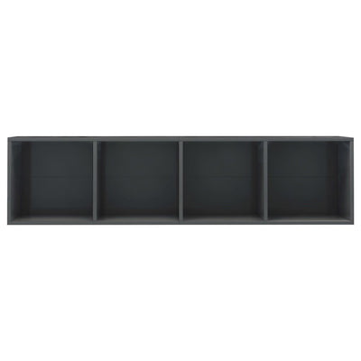 Book Cabinet/TV Cabinet High Gloss Grey 143x30x36 cm