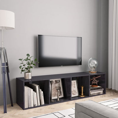 Book Cabinet/TV Cabinet High Gloss Grey 143x30x36 cm