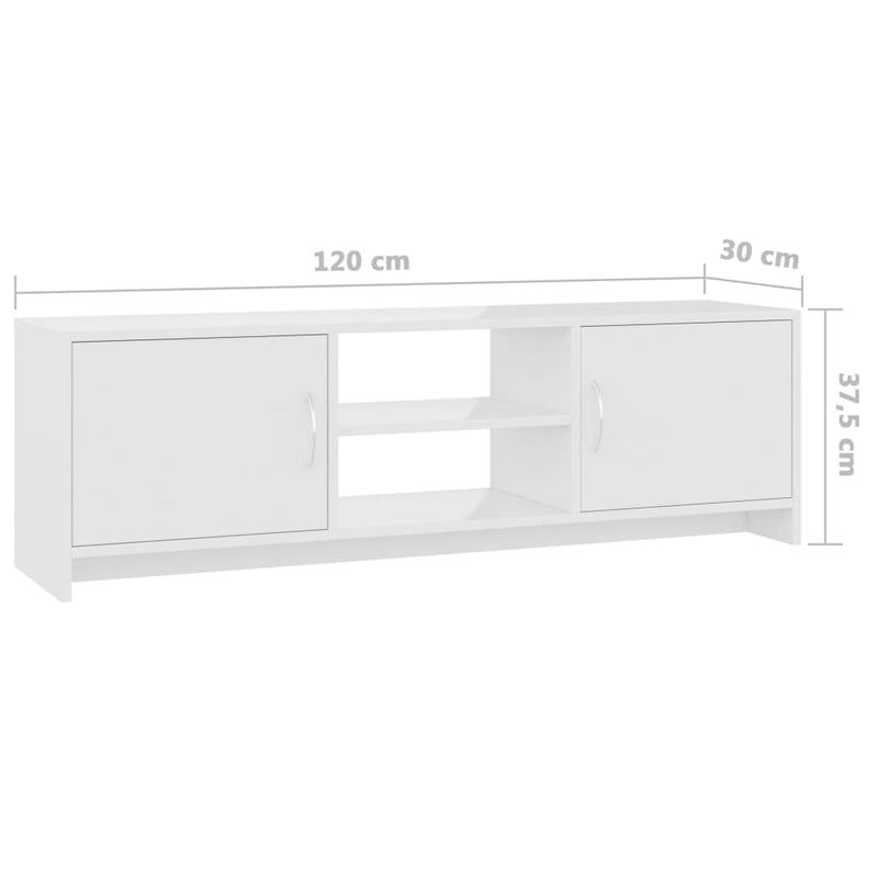 TV Cabinet High Gloss White 120x30x37.5 cm Engineered Wood