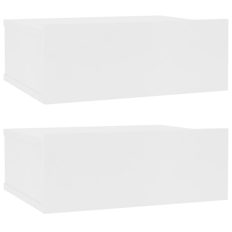 Floating Nightstands 2 pcs White 40x30x15cm Engineered Wood