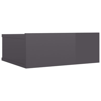 Floating Nightstand High Gloss Grey 40x30x15 cm Engineered Wood