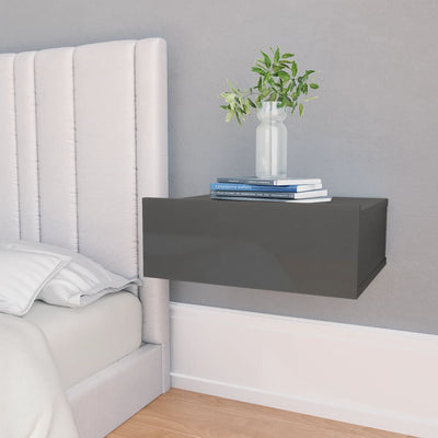 Floating Nightstands 2 pcs High Gloss Grey 40x30x15 cm Engineered Wood