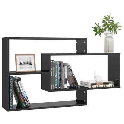 Wall Shelves High Gloss Black 104x20x58.5 cm Engineered Wood