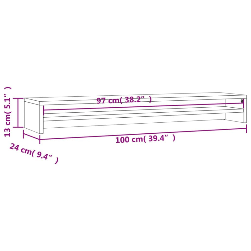 Monitor Stand Concrete Grey 100x24x13 cm Engineered Wood