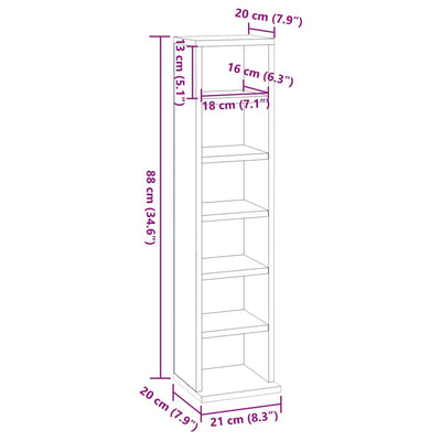 CD Cabinet White 21x20x88 cm Engineered Wood