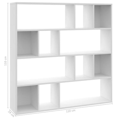 Room Divider/Book Cabinet White 110x24x110 cm Engineered Wood