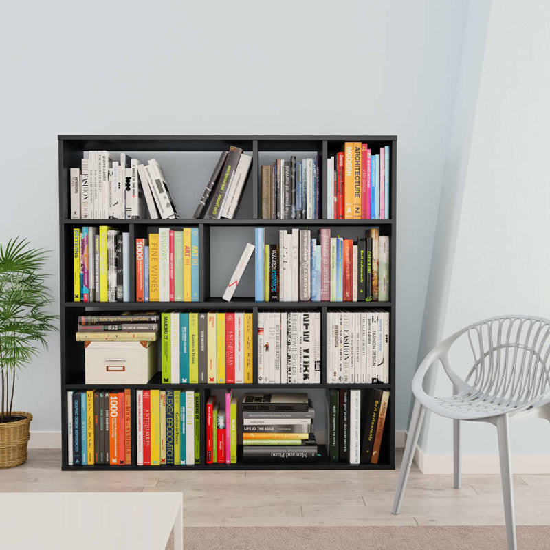 Room Divider/Book Cabinet Black 110x24x110 cm Engineered Wood