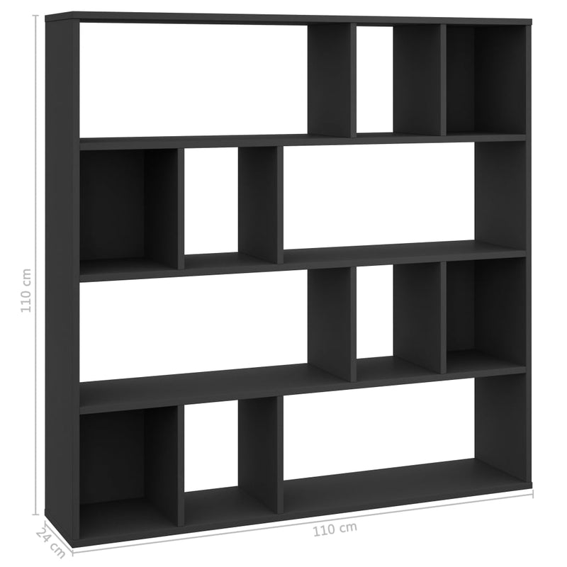 Room Divider/Book Cabinet Black 110x24x110 cm Engineered Wood