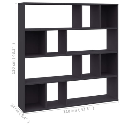 Room Divider/Book Cabinet Grey 110x24x110 cm Engineered Wood