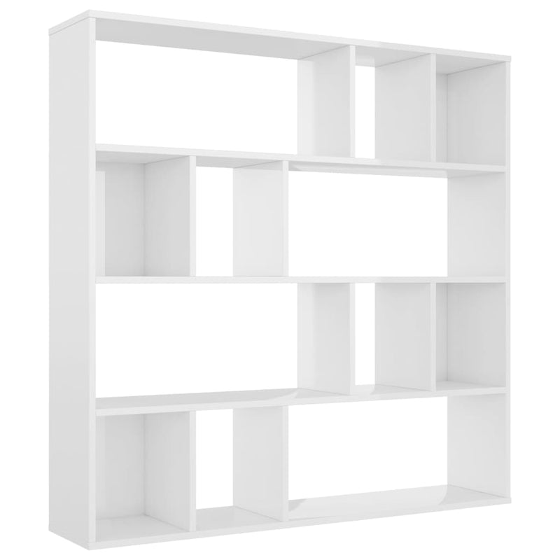 Room Divider/Book Cabinet High Gloss White 110x24x110 cm Engineered Wood