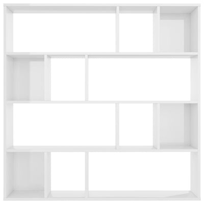 Room Divider/Book Cabinet High Gloss White 110x24x110 cm Engineered Wood