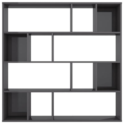 Room Divider/Book Cabinet High Gloss Grey 110x24x110 cm Engineered Wood