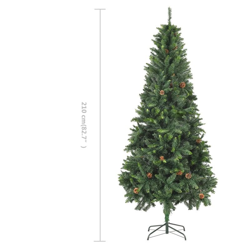 Artificial Christmas Tree with Pine Cones Green 210 cm