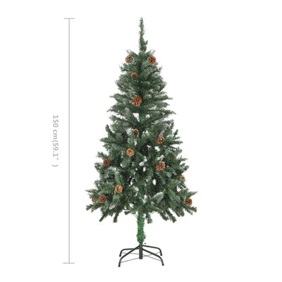 Artificial Christmas Tree with Pine Cones and White Glitter 150 cm