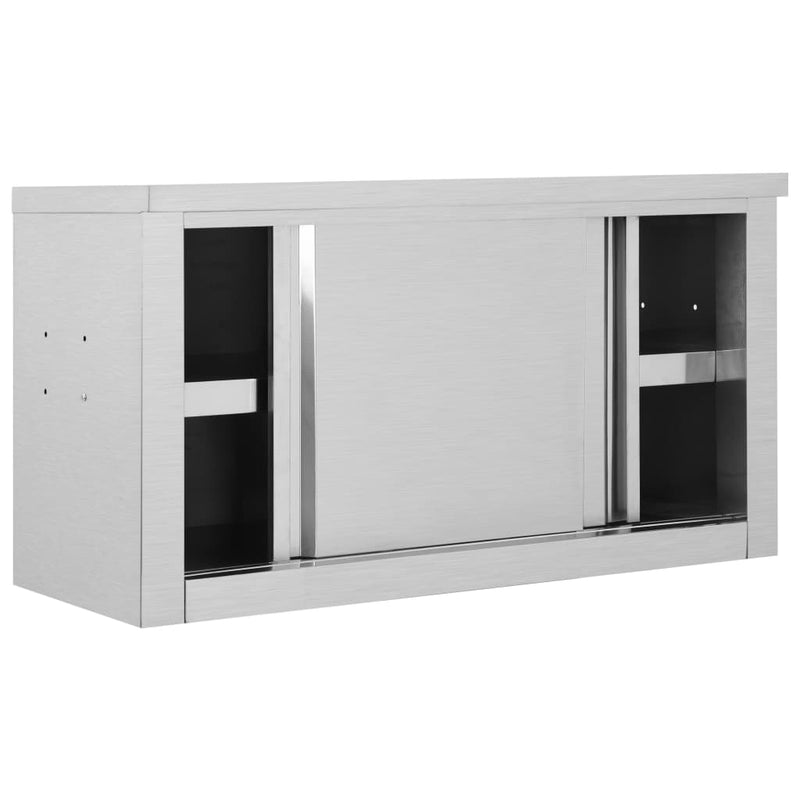 Kitchen Wall Cabinet with Sliding Doors 90x40x50 cm Stainless Steel