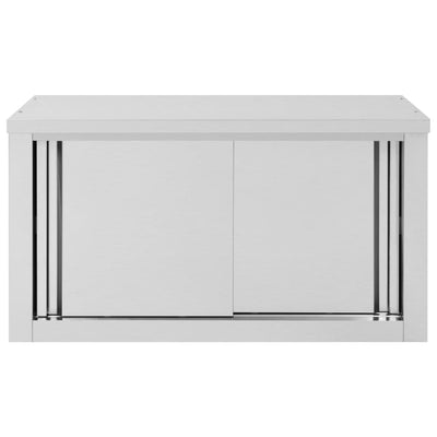 Kitchen Wall Cabinet with Sliding Doors 90x40x50 cm Stainless Steel