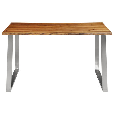 Dining Table 140x80x75 cm Solid Acacia Wood and Stainless Steel